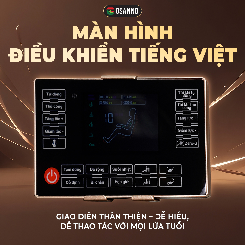 Màn hình điều khiển tiếng Việt dễ thao tác, thân thiện