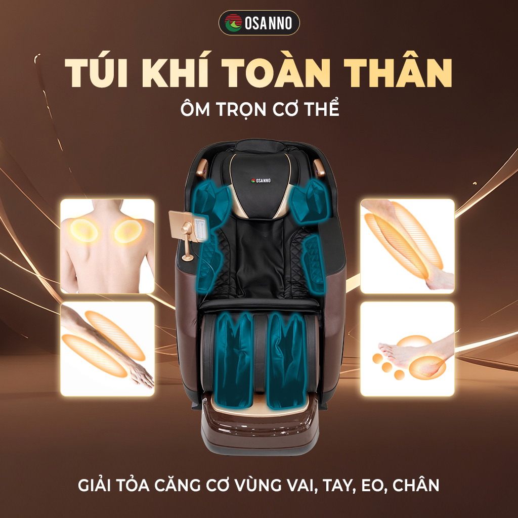 Túi khí toàn thân giúp ôm trọn cơ thể, thư giãn từng cơ bắp