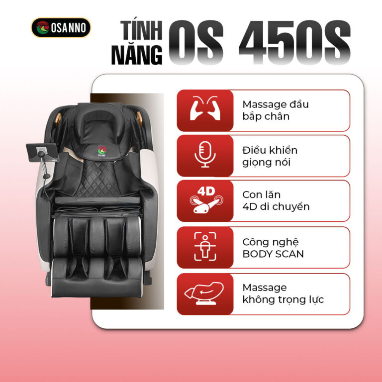 Ghế OS‑450s nhỏ gọn, phù hợp chung cư, massage toàn thân