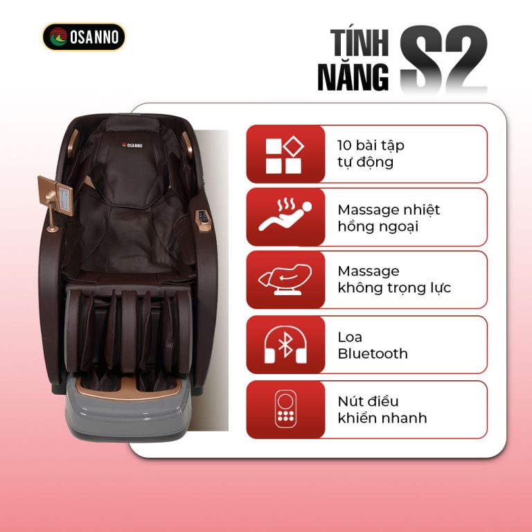 Ghế S2 bền bỉ, chế độ massage đa dạng, vận hành êm ái