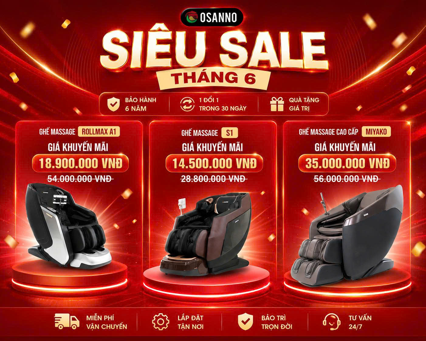 Ưu đãi ghế massage Osanno